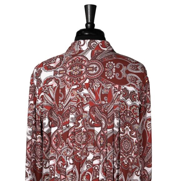Chico's Women's Shirt Button Up Multicolor Paisley Pleated Tunic Top 4 XXL/20 - Picture 7 of 9